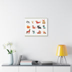 Holiday Dogs Canvas Wall Art — Cute Dachshund, Pug & Mixed Breeds in Winter Sweaters