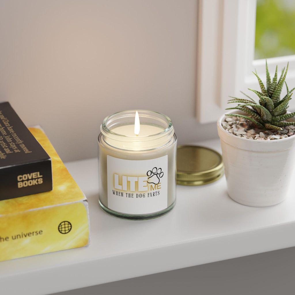 Coconut Apricot Scented Candle — "Lite Me When The Dog Farts" (4oz / 9oz)