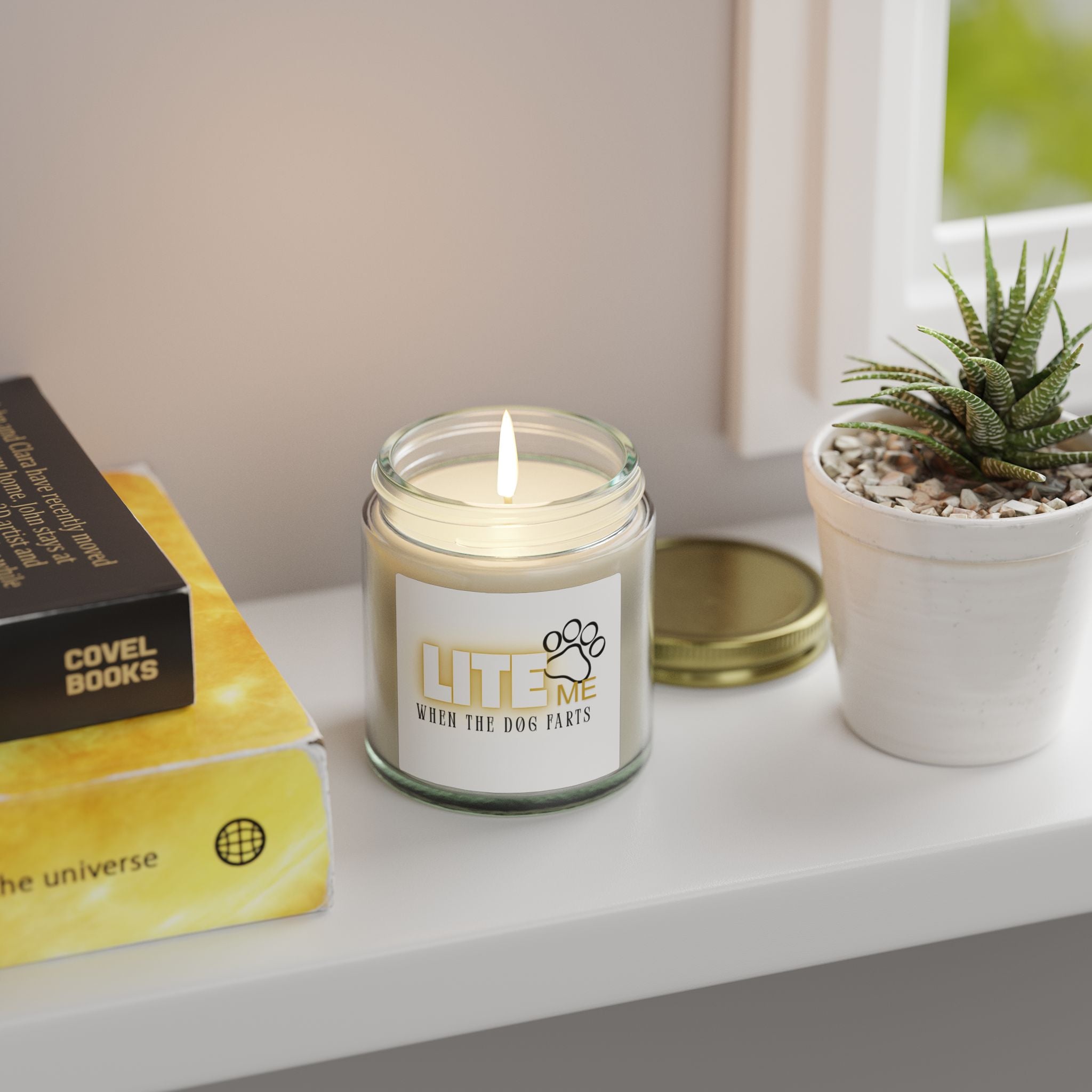 Coconut Apricot Scented Candle — "Lite Me When The Dog Farts" (4oz / 9oz)