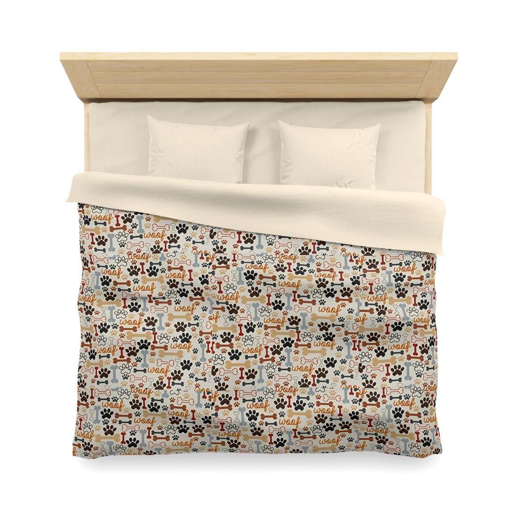 Cat Paw Print Duvet Cover — Cute Cartoon Cats & Paws Microfiber Bedding