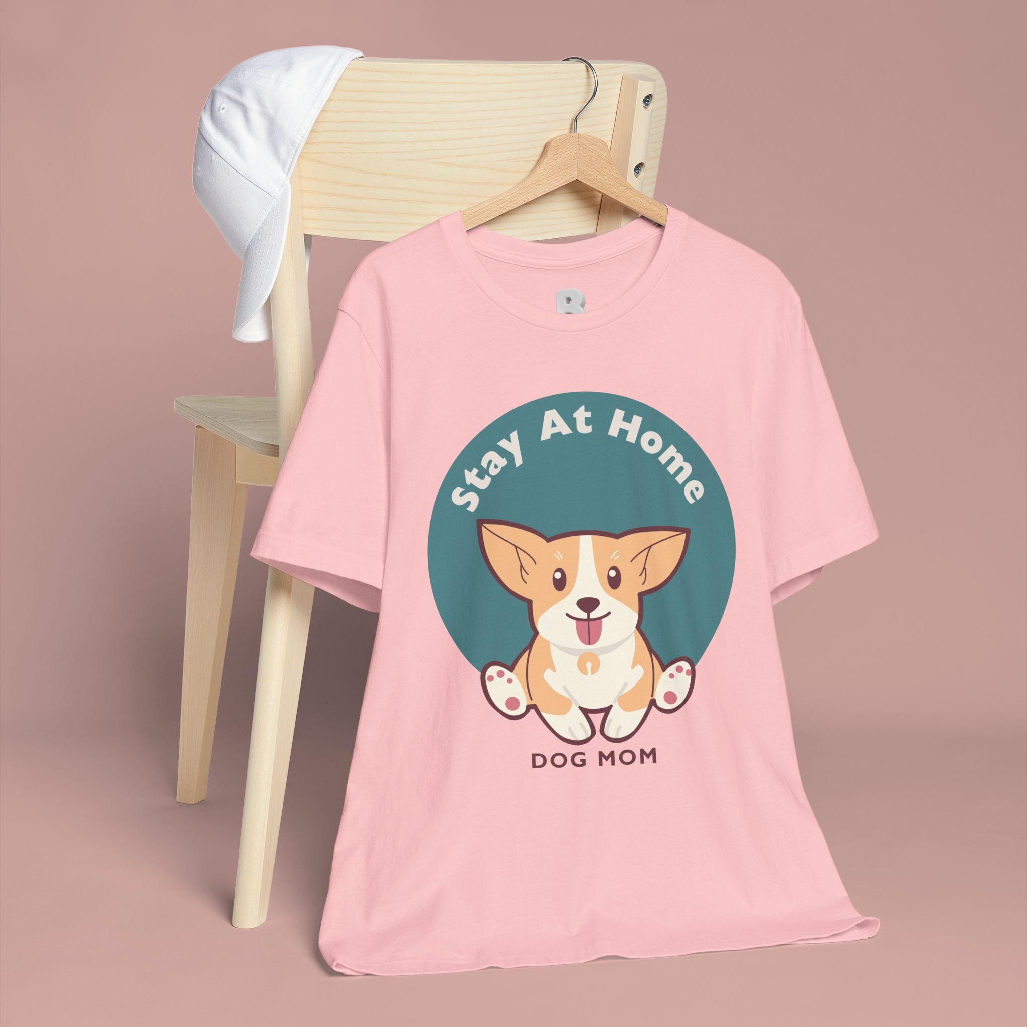 Stay At Home Dog Mom T-Shirt — Cute Corgi Graphic Tee
