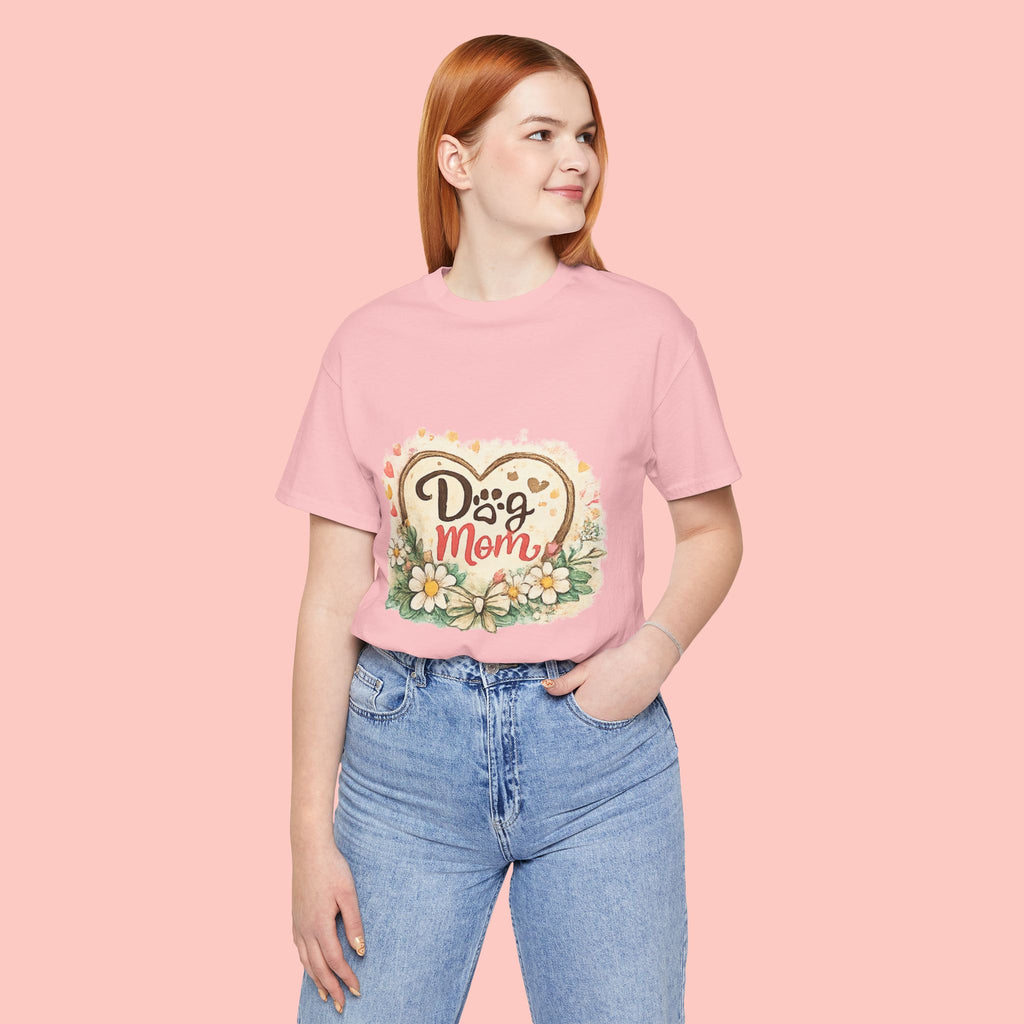 Dog Mom T-Shirt – Floral Heart Paw Design