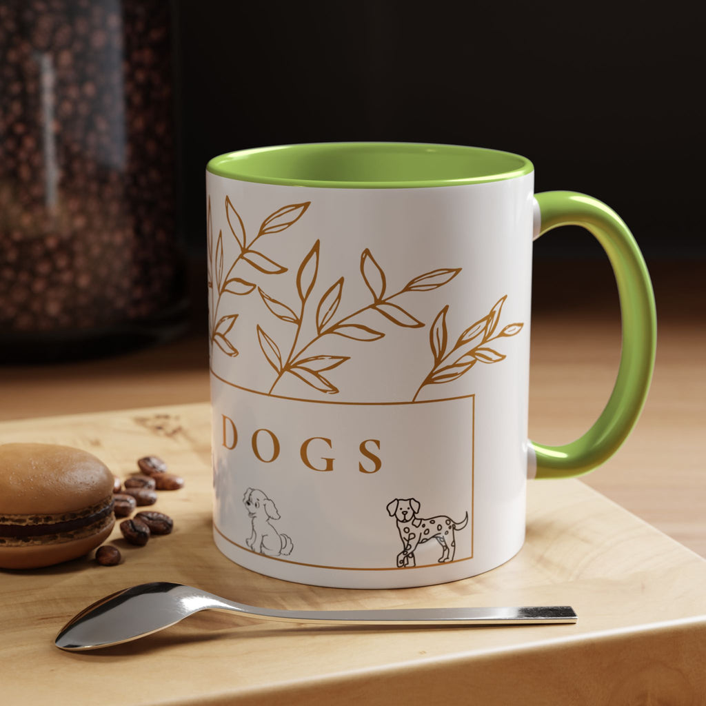 I Love Dogs Accent Coffee Mug — Gold Leaf Dog Lover Ceramic Mug (11oz & 15oz)