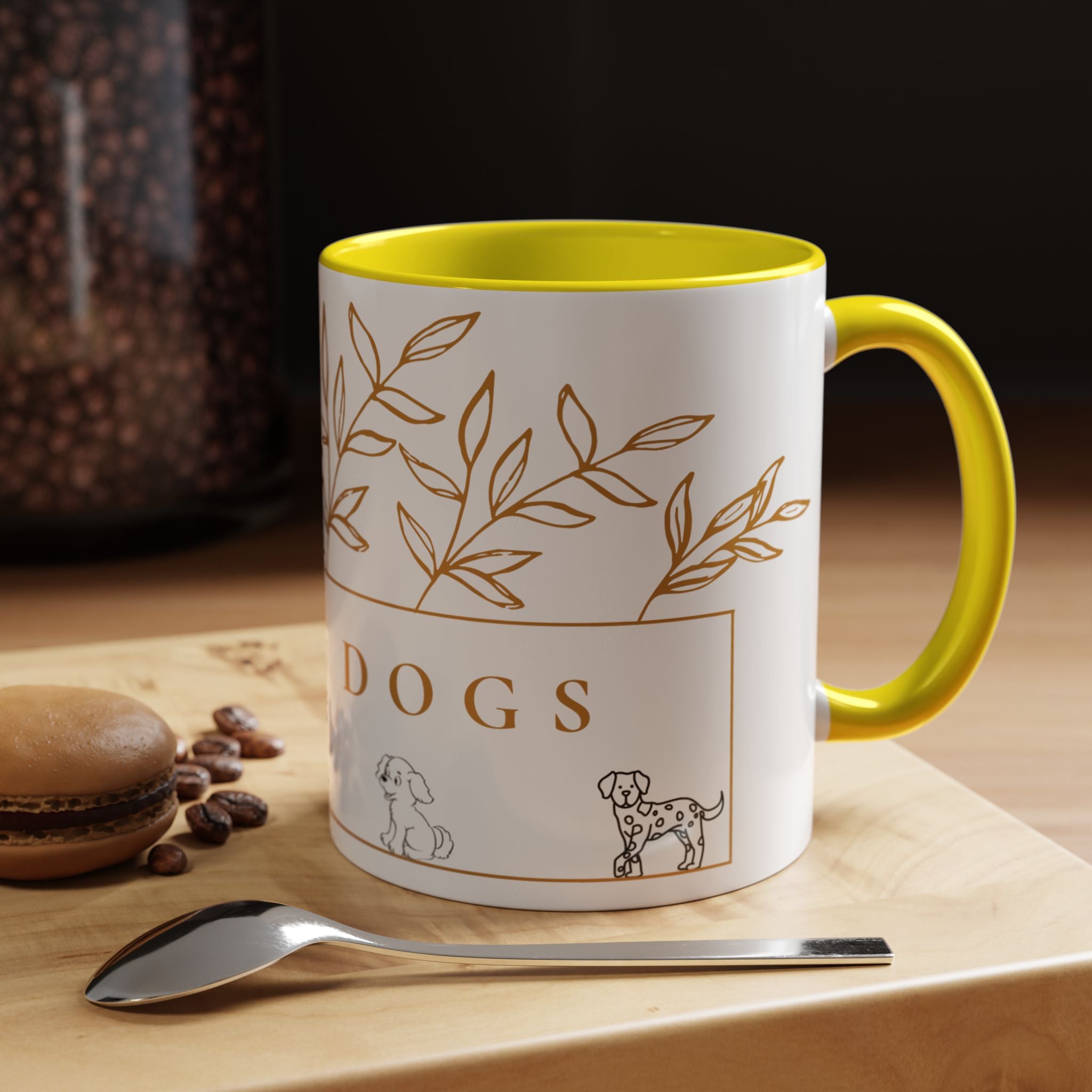 I Love Dogs Accent Coffee Mug — Gold Leaf Dog Lover Ceramic Mug (11oz & 15oz)