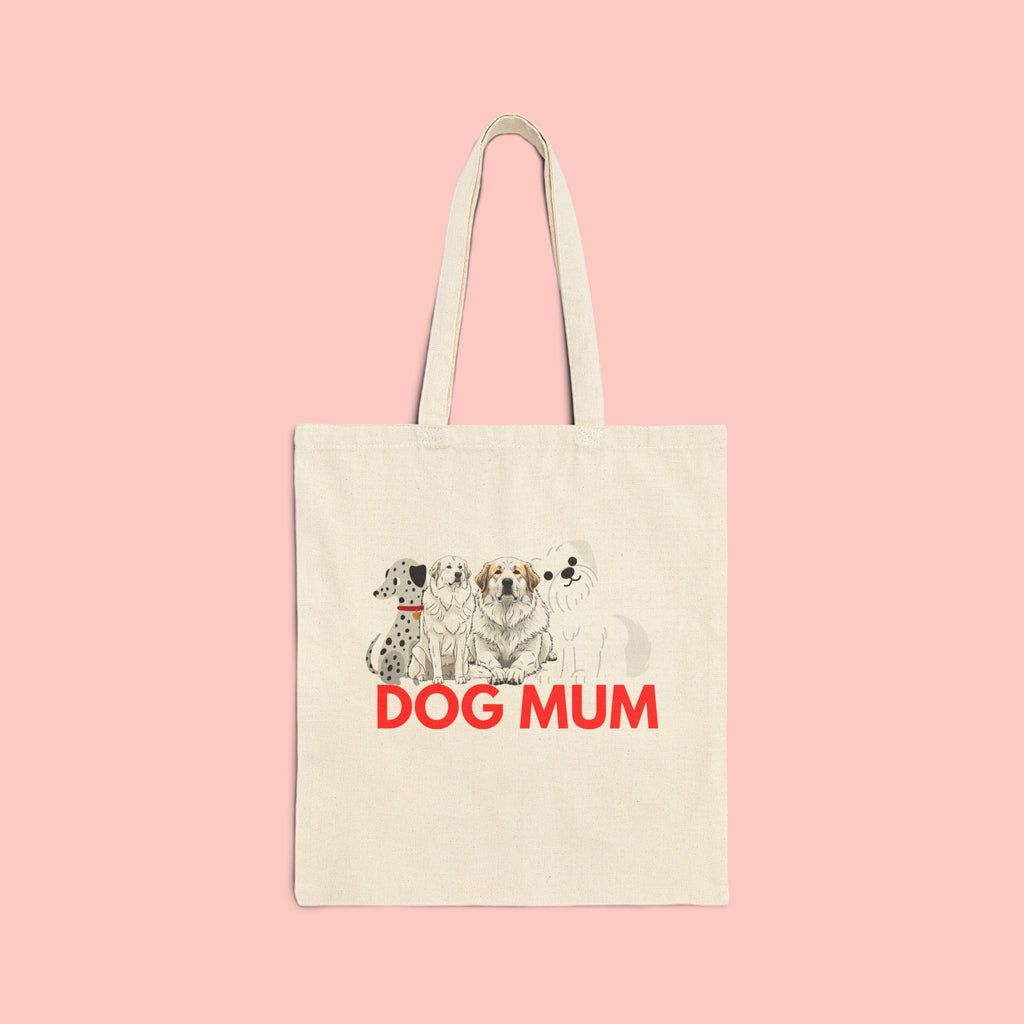Dog Mum Canvas Tote — Cute Illustrated Dogs Cotton Shopper Bag