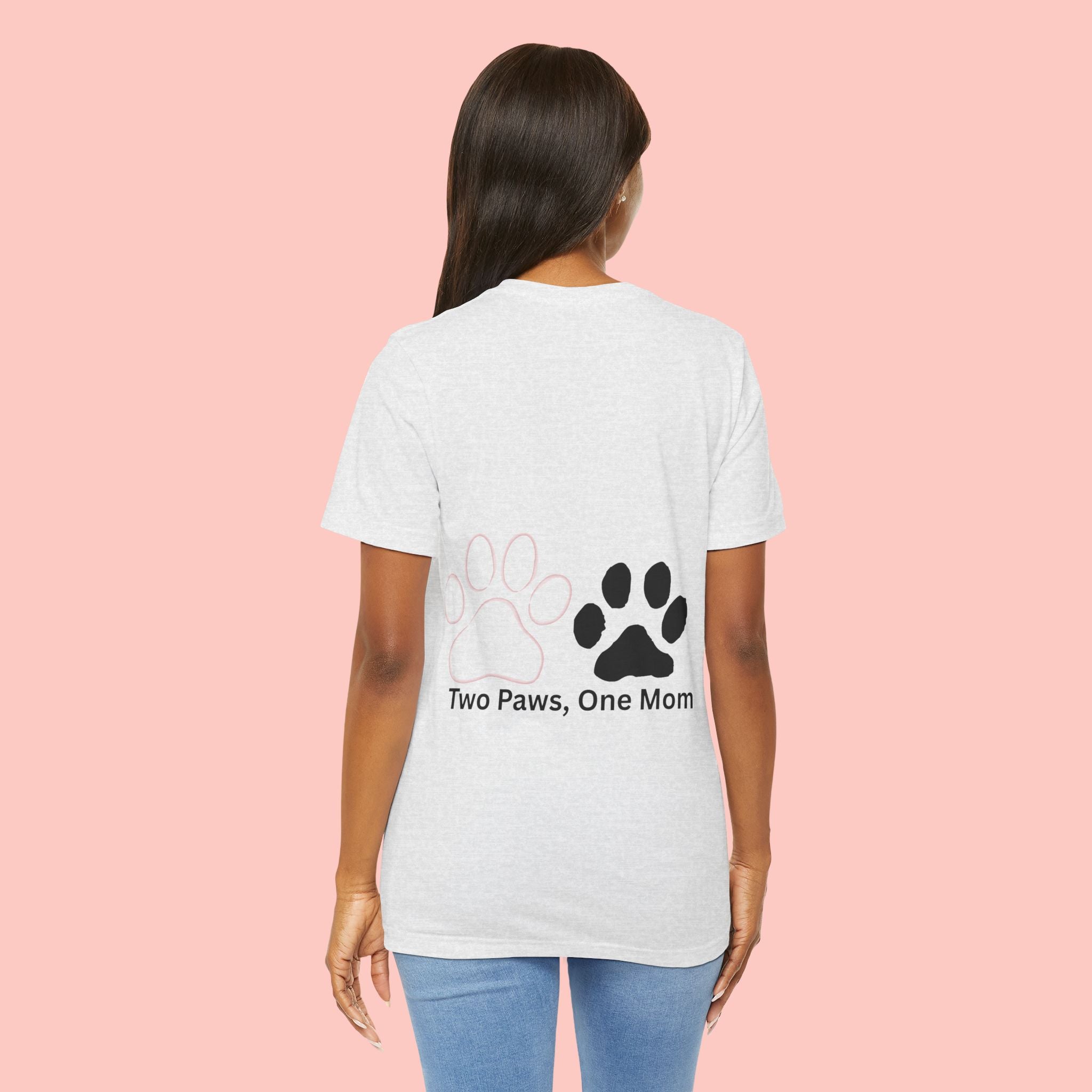 T-Shirt — “Two Paws, One Mom” Paw Print Mom Tee