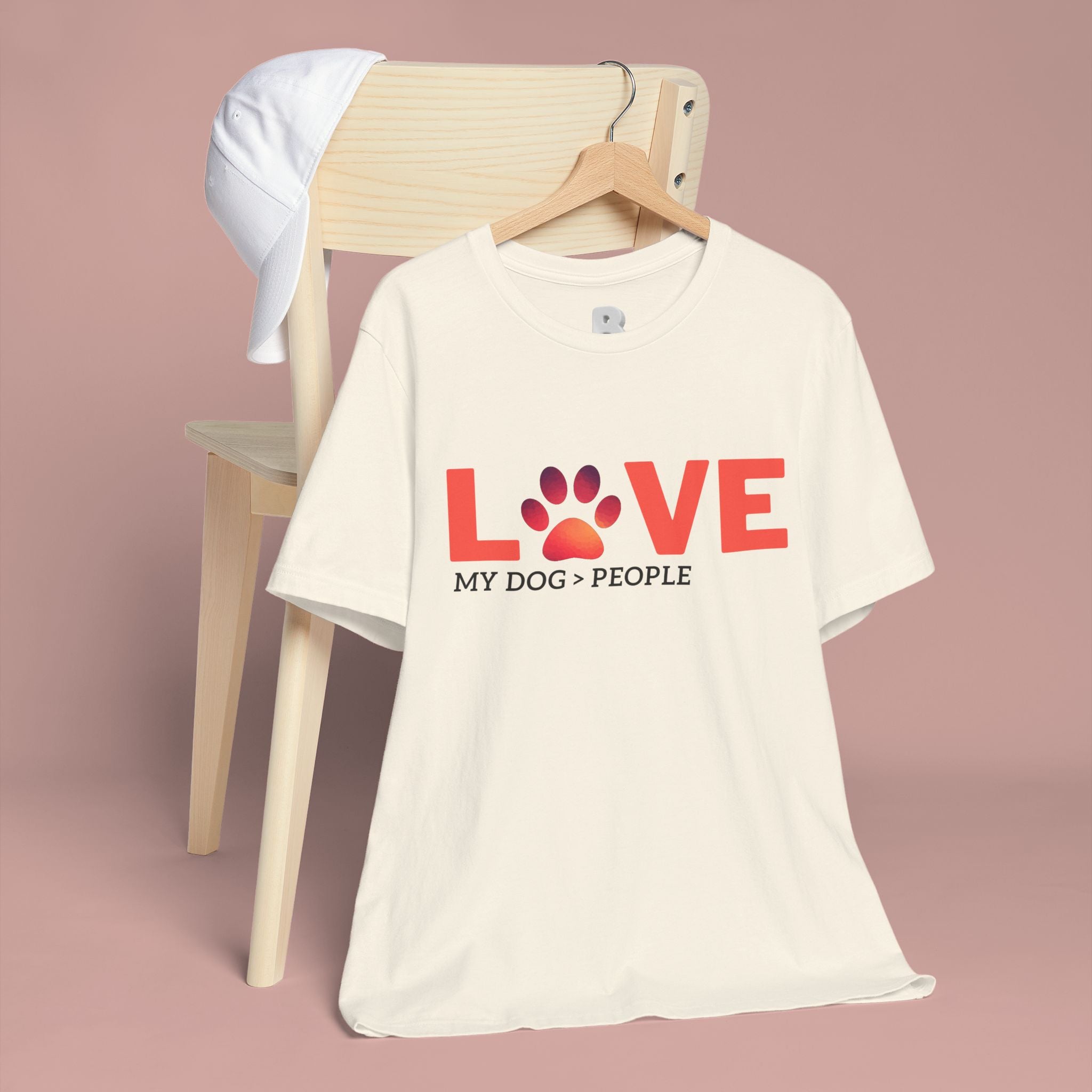 Dog Lover Tee - "LOVE My Dog > People" Paw Print Graphic T-Shirt
