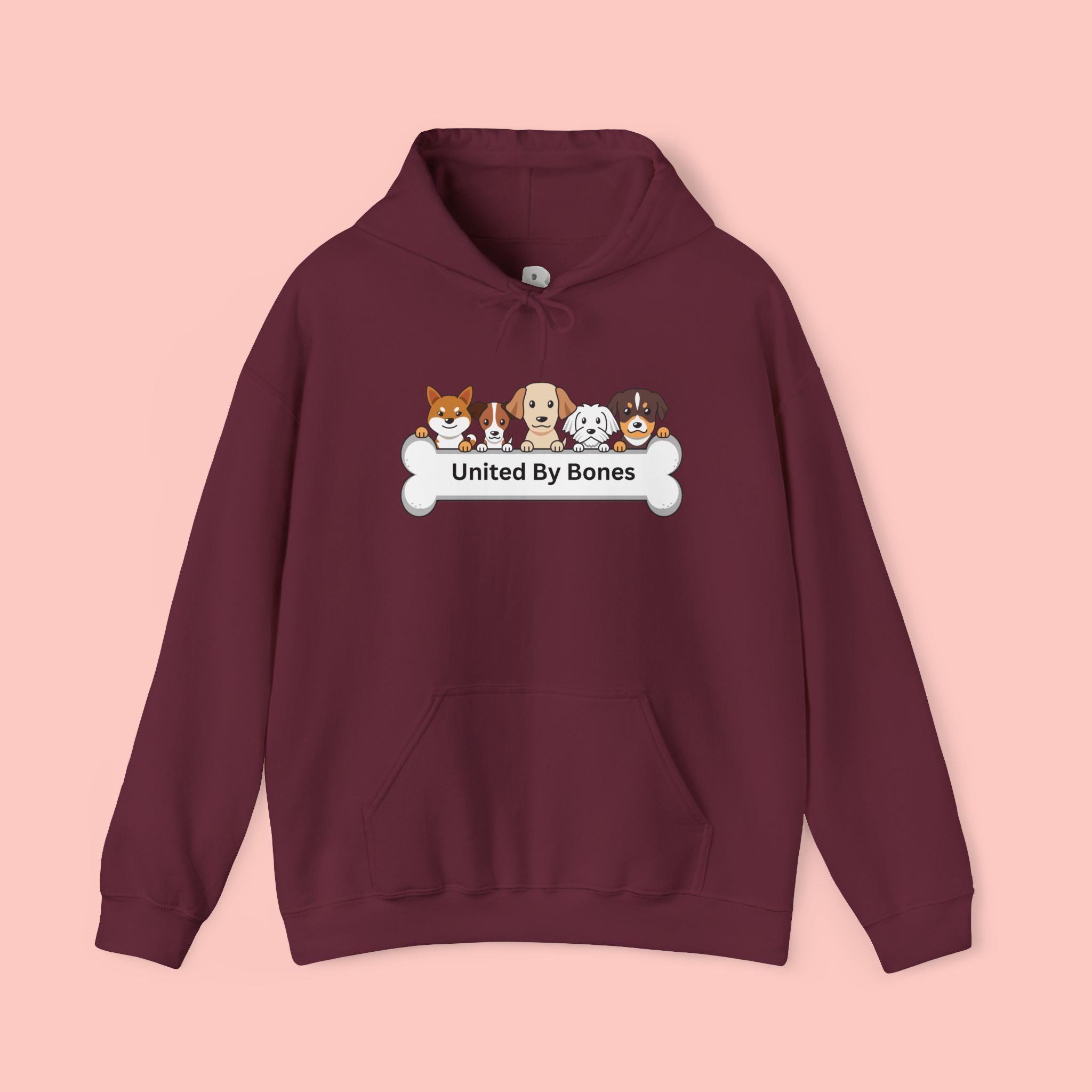 United By Bones Hoodie — Cute Cartoon Dogs Paw Bone Graphic Sweatshirt