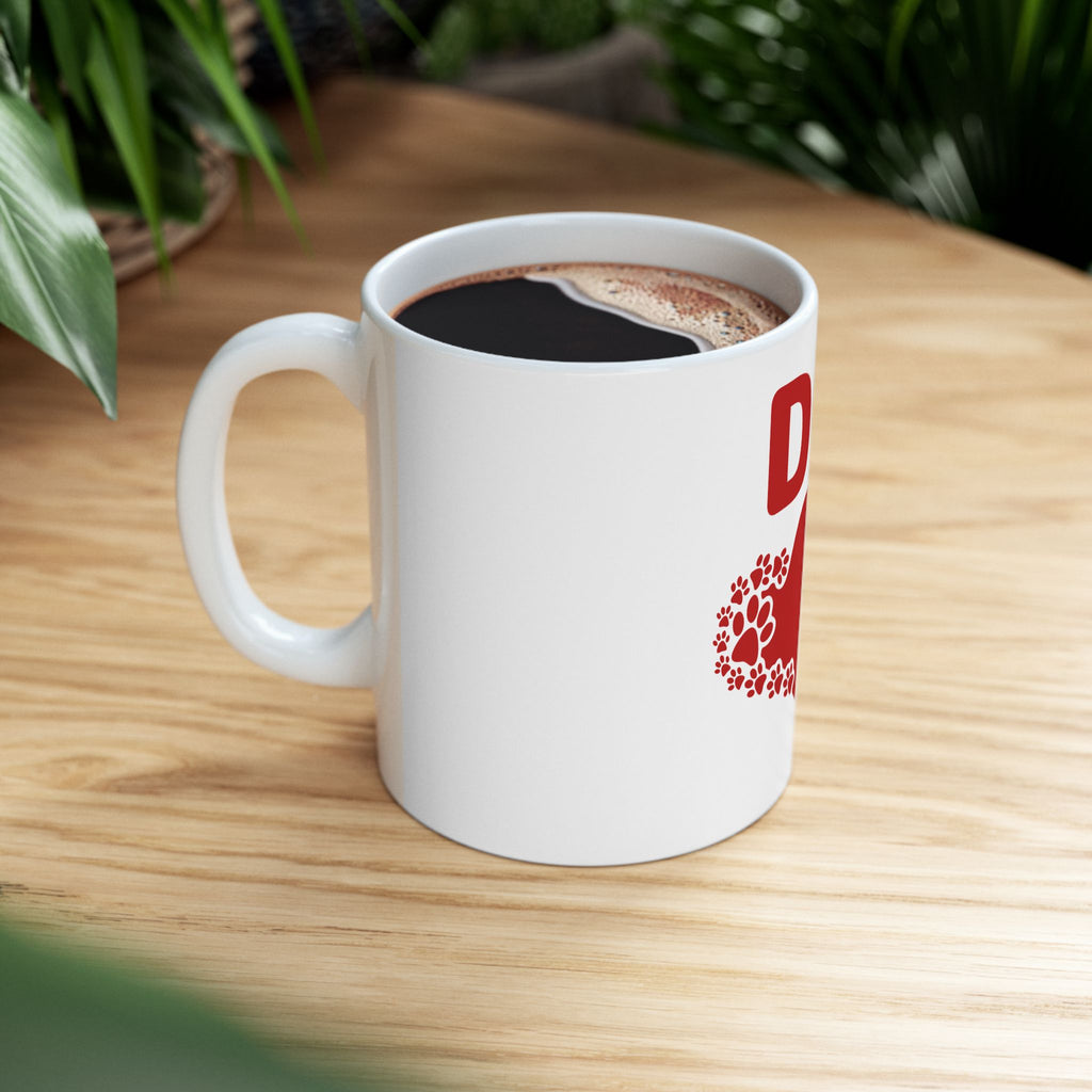 Dog Mom Ceramic Mug – Heart & Paw Print Coffee Cup (11oz/15oz)