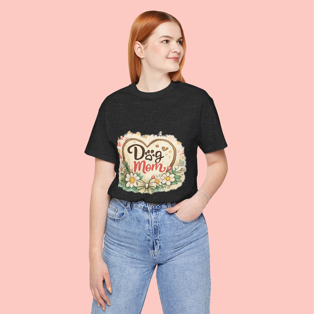 Dog Mom T-Shirt – Floral Heart Paw Design