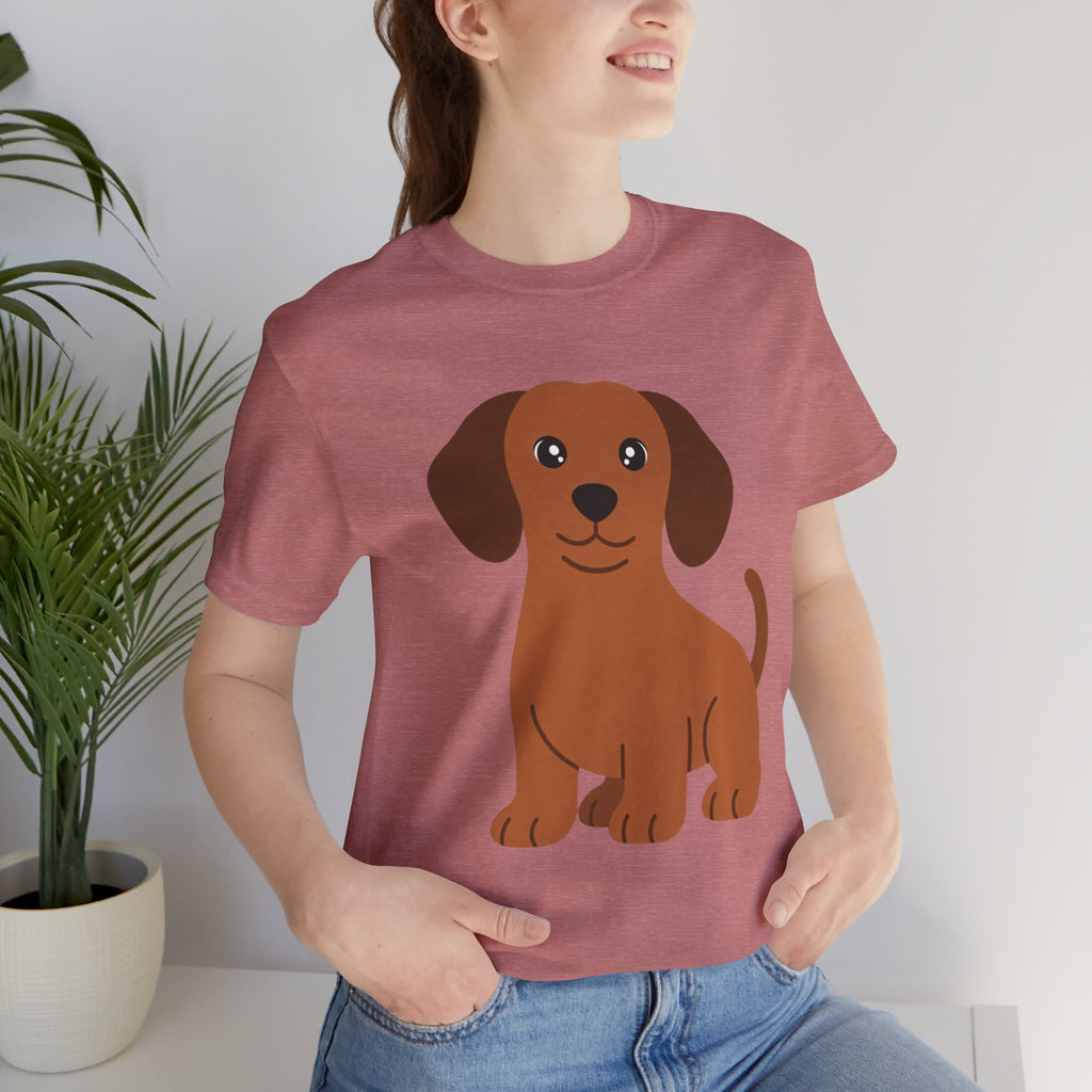 Dachshund Puppy Graphic T-Shirt — Cute Brown Dog Tee