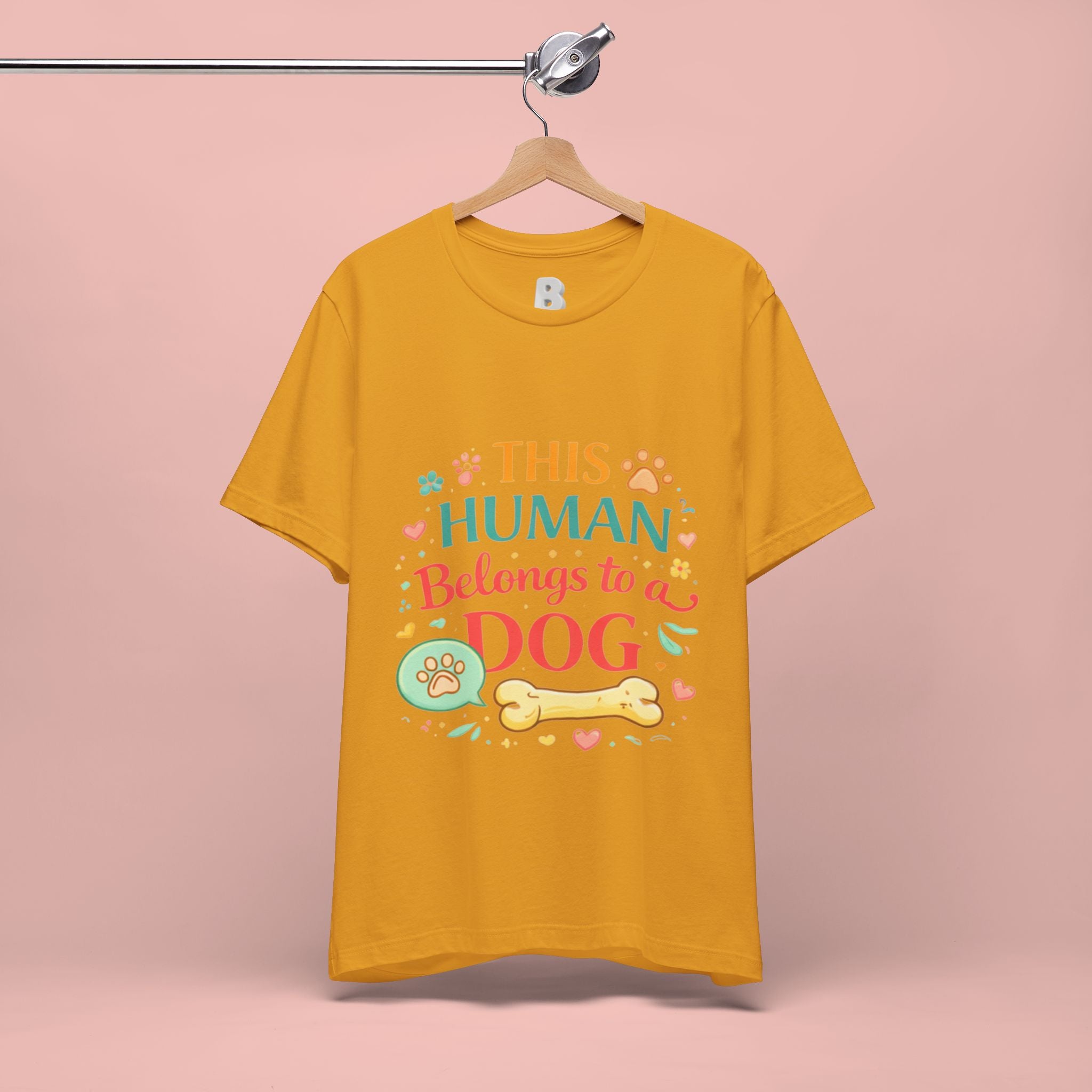 Dog Lover T-Shirt — "This Human Belongs to a Dog" Cute Paw Print Tee