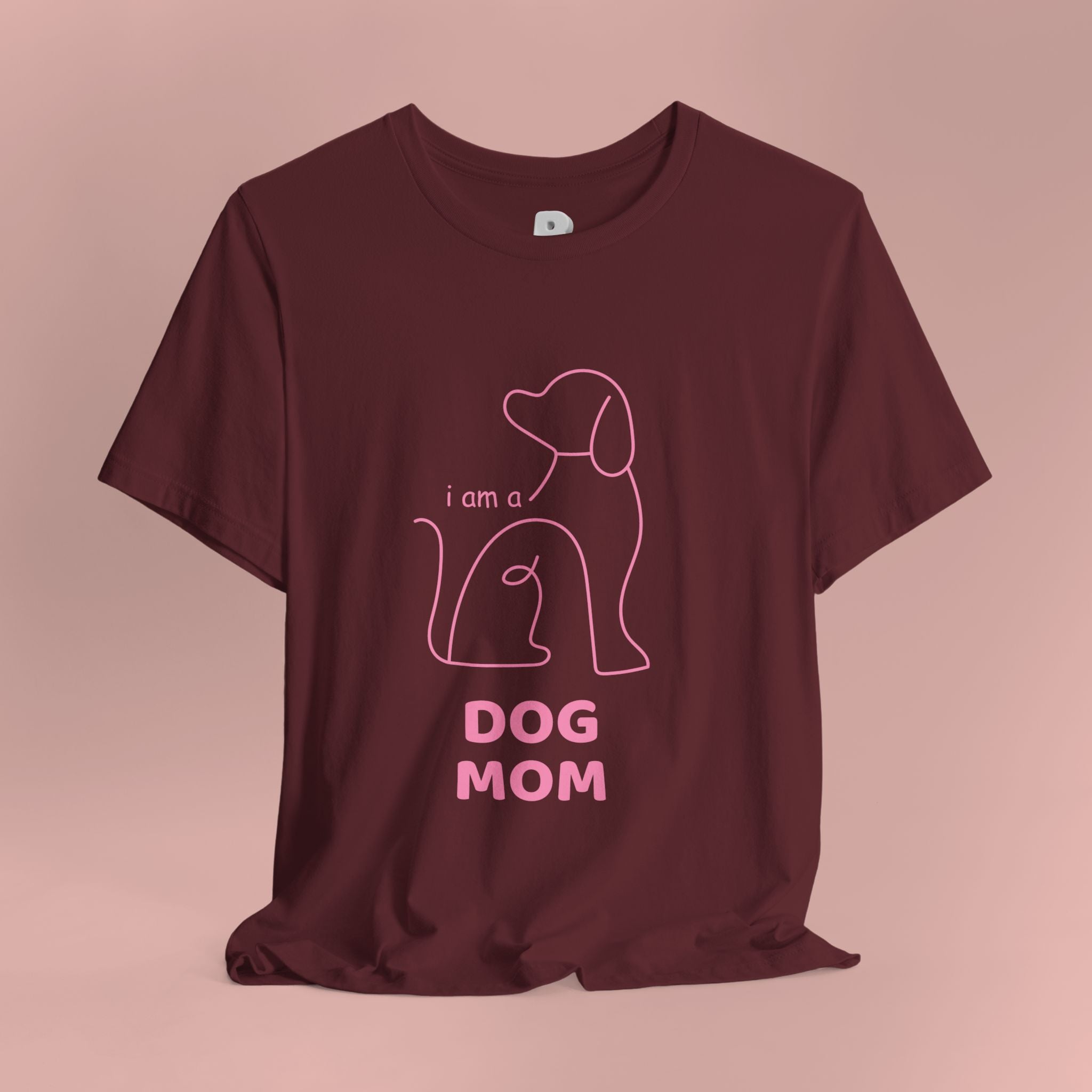 Dog Mom T‑Shirt – Minimal Pink Line Art Dog Tee