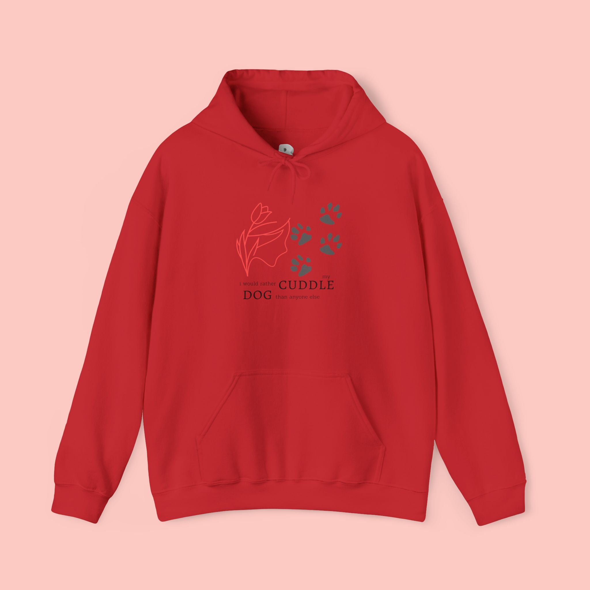 Dog Cuddle Hoodie – Minimal Paw Print & Script Pet Lover Sweatshirt