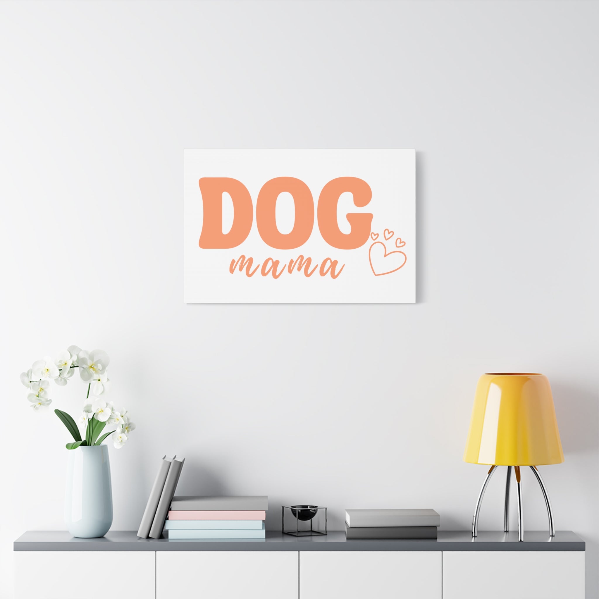Dog Mama Matte Canvas Wall Art – Peach Script Pet Lover Decor