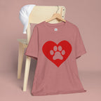 Pet Lover T-Shirt — Red Heart Paw Print Tee