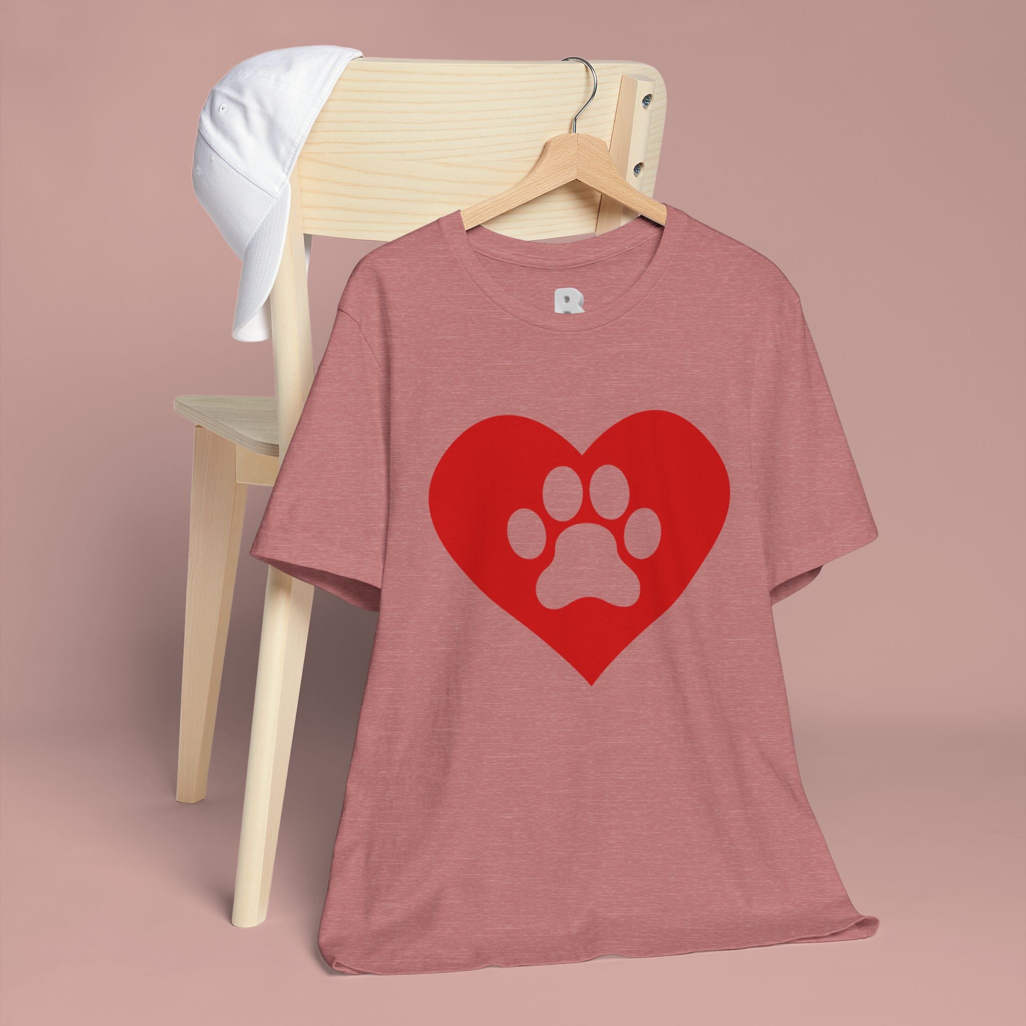 Pet Lover T-Shirt — Red Heart Paw Print Tee