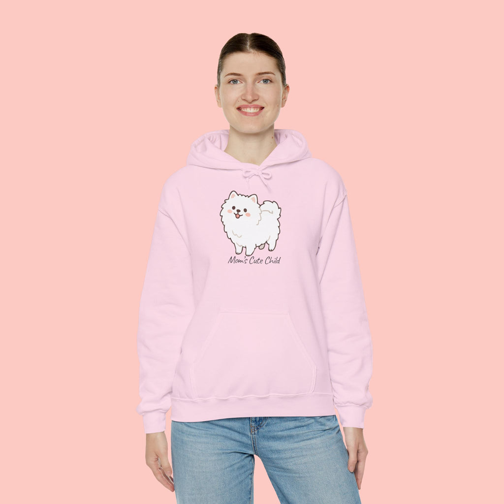 Pomeranian 'Mom's Little Child' Hoodie – Cute White Dog Graphic Pullover