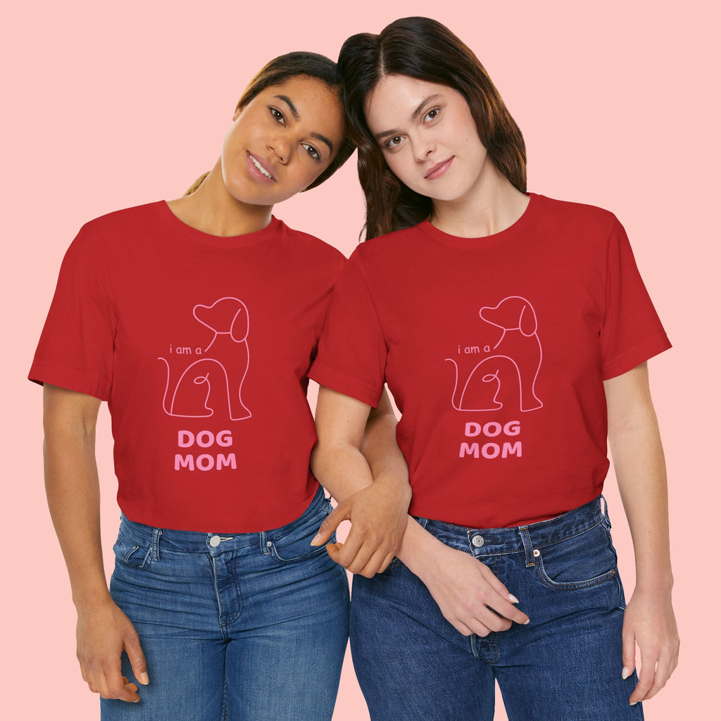 Dog Mom T‑Shirt – Minimal Pink Line Art Dog Tee