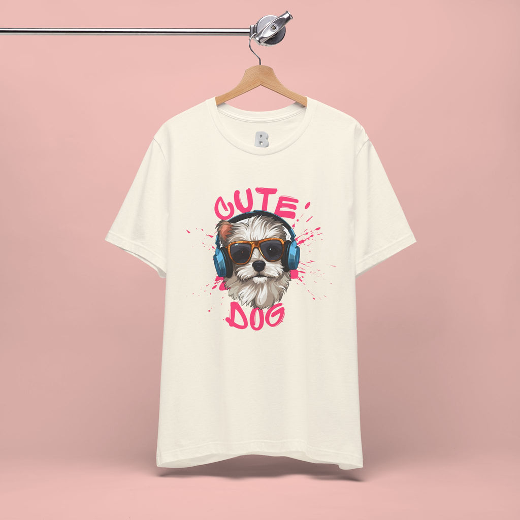 Cute Dog Tee — Headphones Puppy Graphic T-Shirt