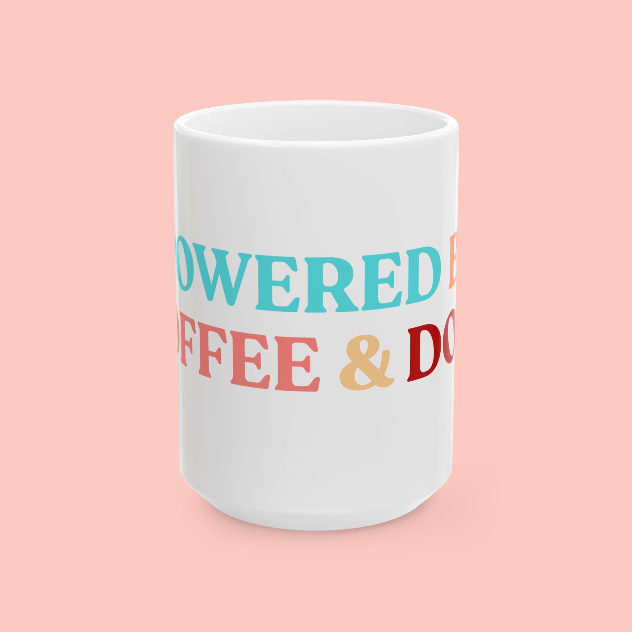 Coffee & Dogs Ceramic Mug — 'Powered by Coffee & Dogs' Colorful 11oz/15oz Gift