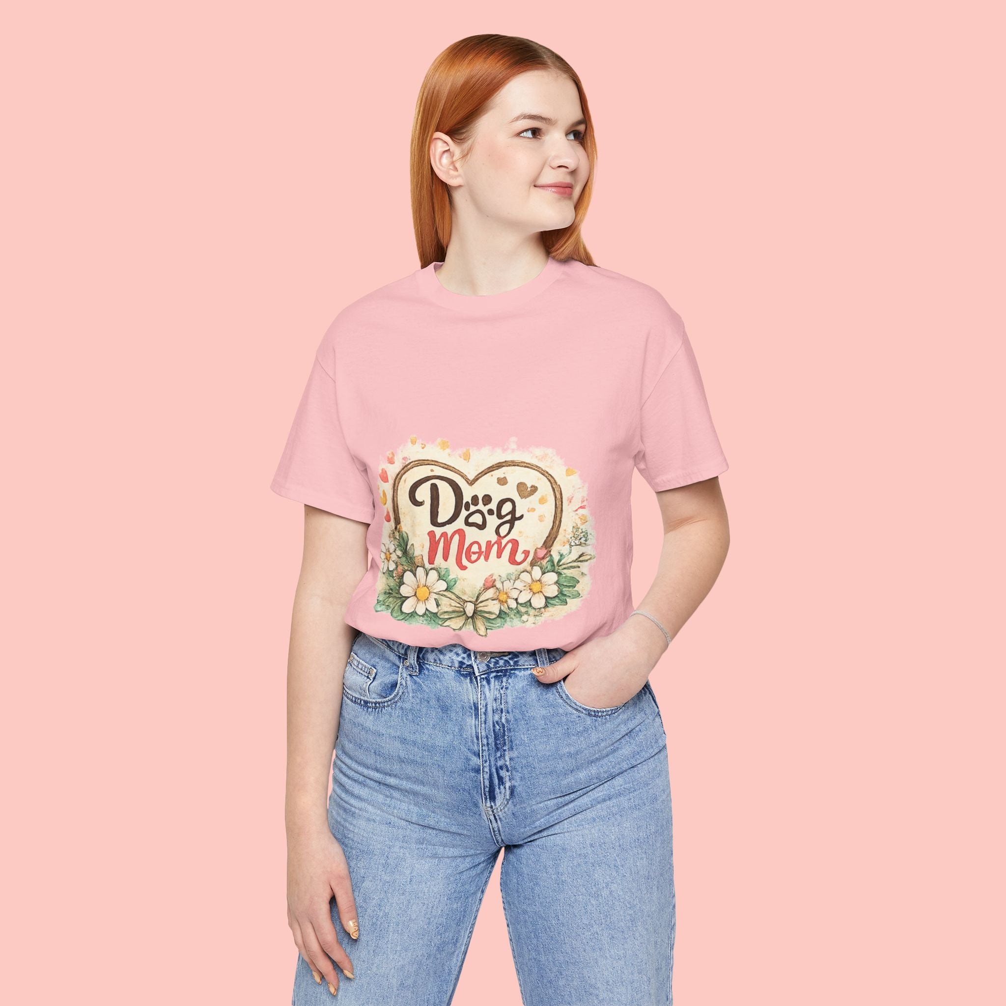 Dog Mom T-Shirt – Floral Paw Heart Graphic Tee