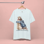Cuddles Over Everything Tee — Boy Hugging Dog Animal Lover T-Shirt
