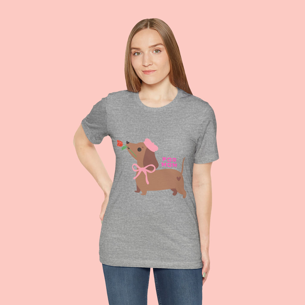 Mommy’s Dachshund Tee – Cute Dog with Rose “For Mom” Shirt
