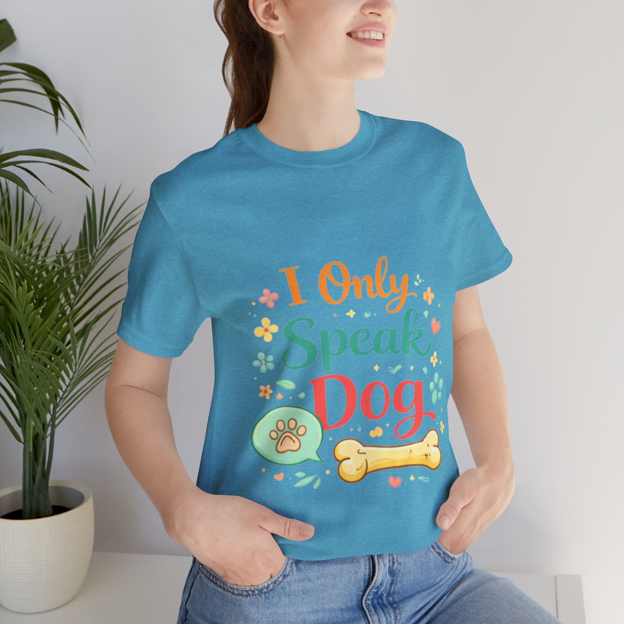 Dog Lover T‑Shirt – "I Only Speak Dog" Cute Paw & Bone Graphic Tee