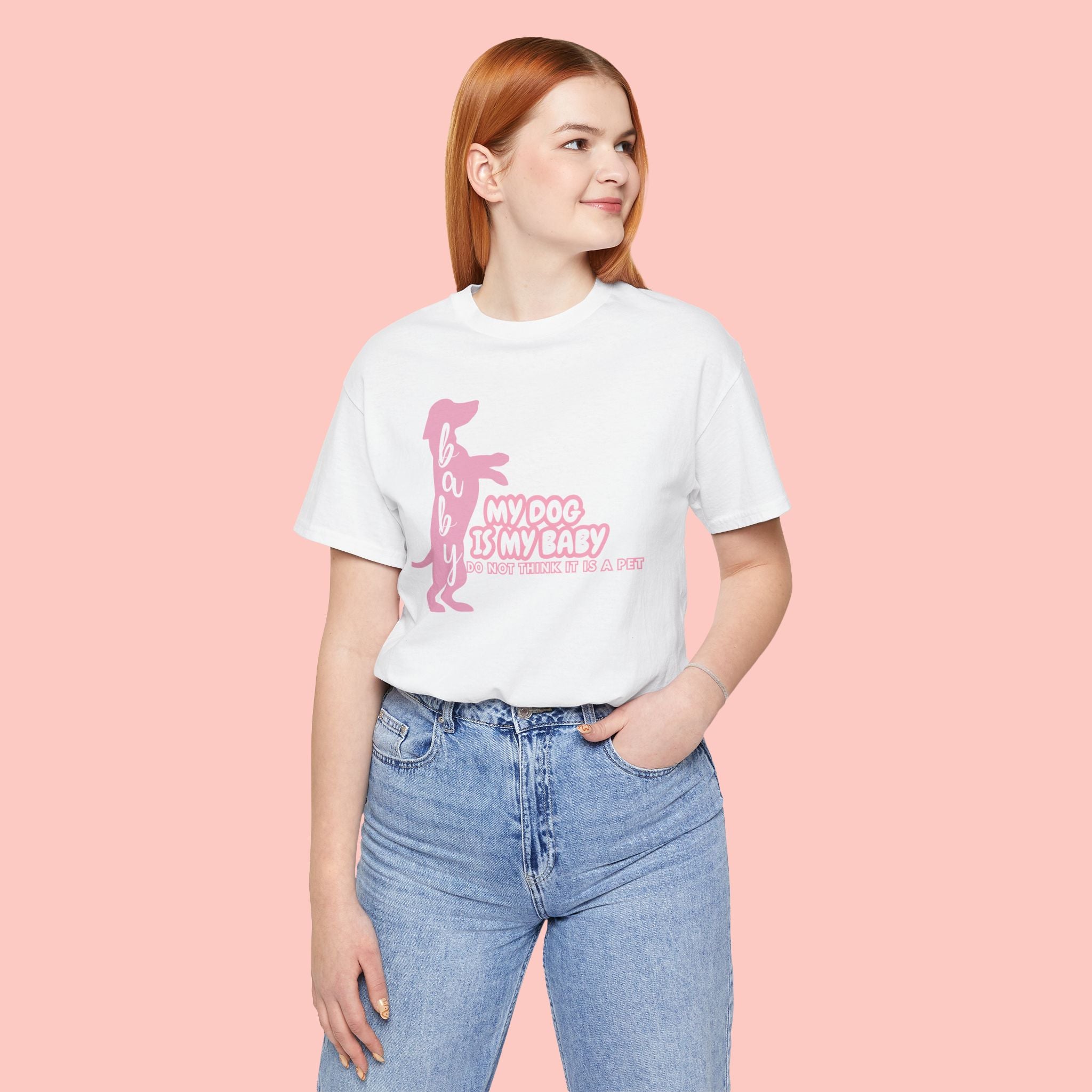 T-Shirt — "My Dog Is My Baby" Pink Dachshund Tee