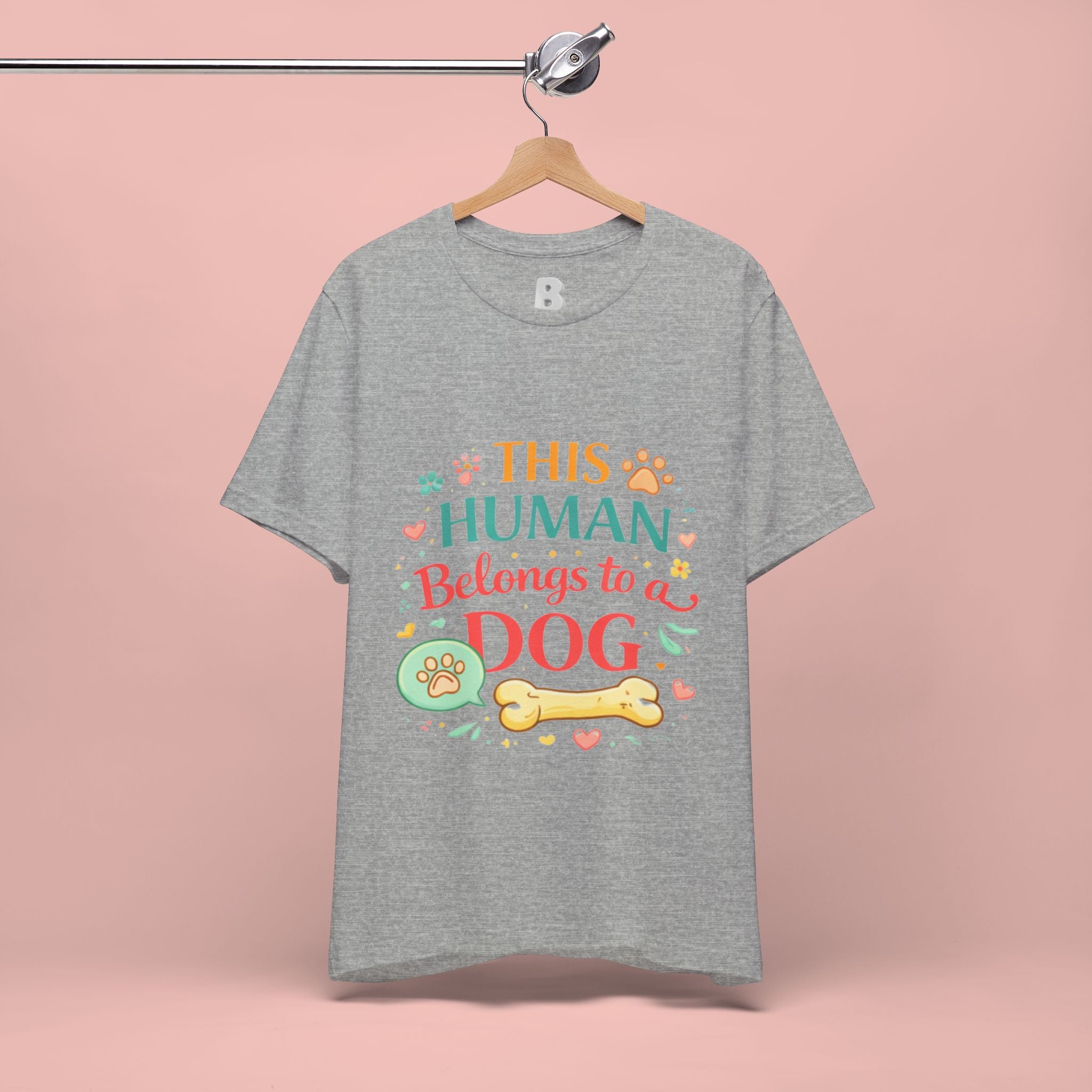 Dog Lover T-Shirt — "This Human Belongs to a Dog" Cute Paw Print Tee