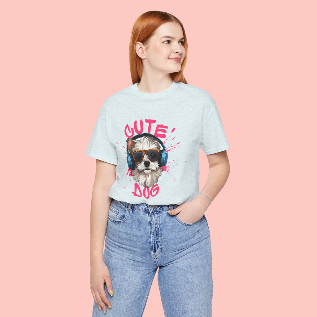 Cute Dog Tee — Headphones Puppy Graphic T-Shirt