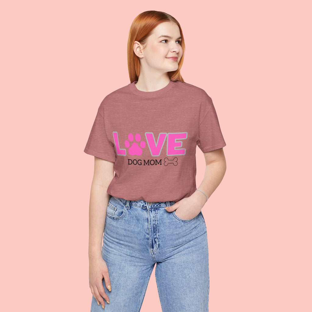 Love Dog Mom T-Shirt — Pink Paw Graphic Tee