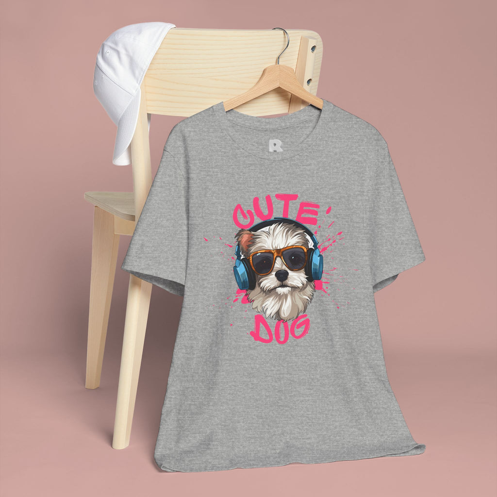 Cute Dog Tee — Headphones Puppy Graphic T-Shirt