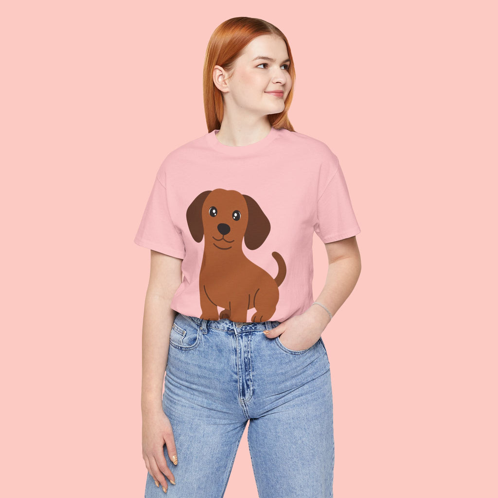 Dachshund Puppy Graphic T-Shirt — Cute Brown Dog Tee
