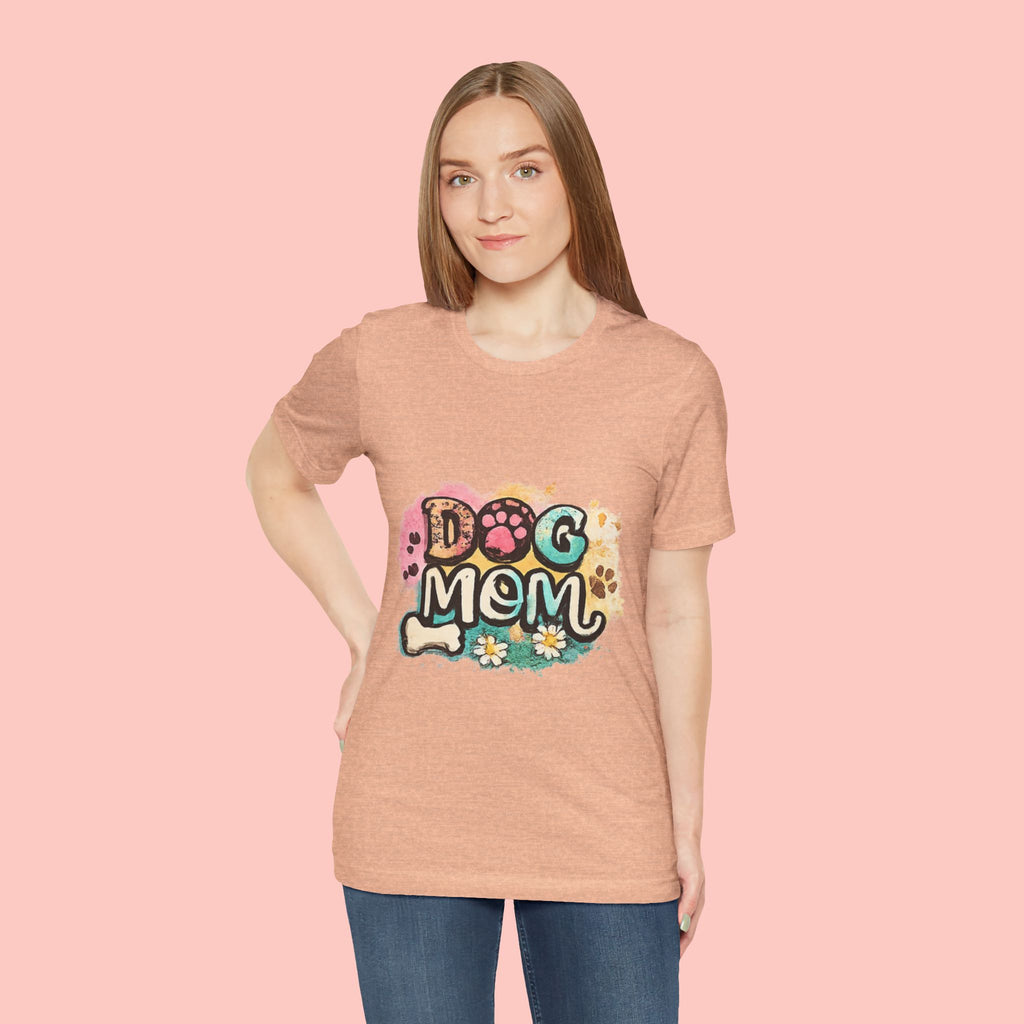 Dog Mom T-Shirt — Colorful Paw Print Graphic Tee for Pet Lovers