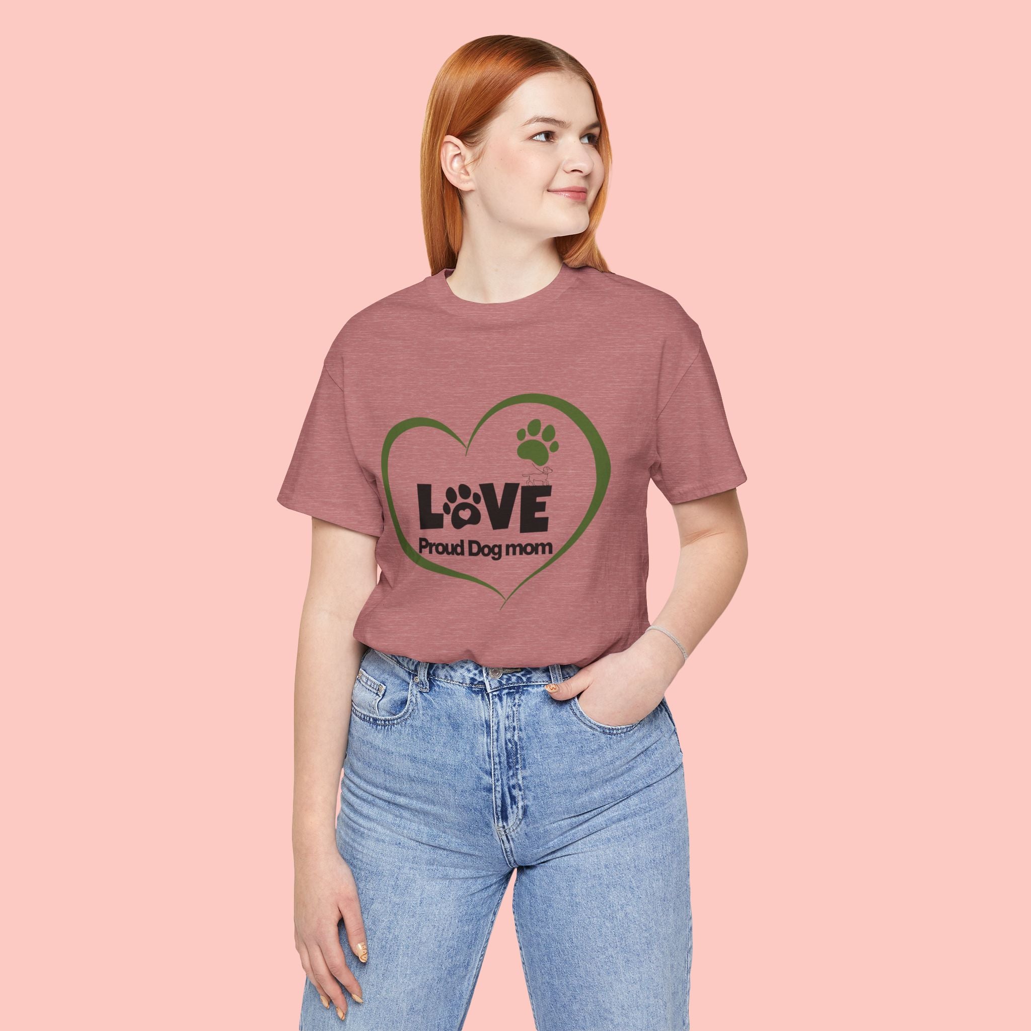 Dog Mom Love T-Shirt — "LOVE Proud Dog Mom" Heart Paw Tee