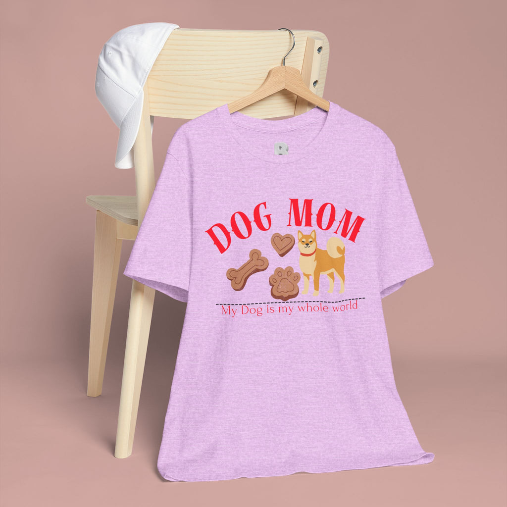 Dog Mom T-Shirt — Cute Shiba & Treats “My Dog Is My Whole World” Tee