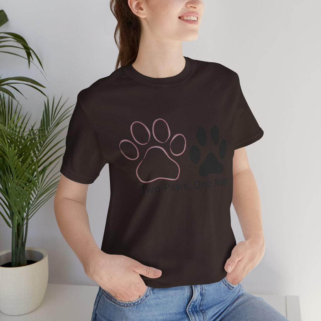 Two Paws, One Mom T-Shirt – Cute Dog Mom Paw Print Tee