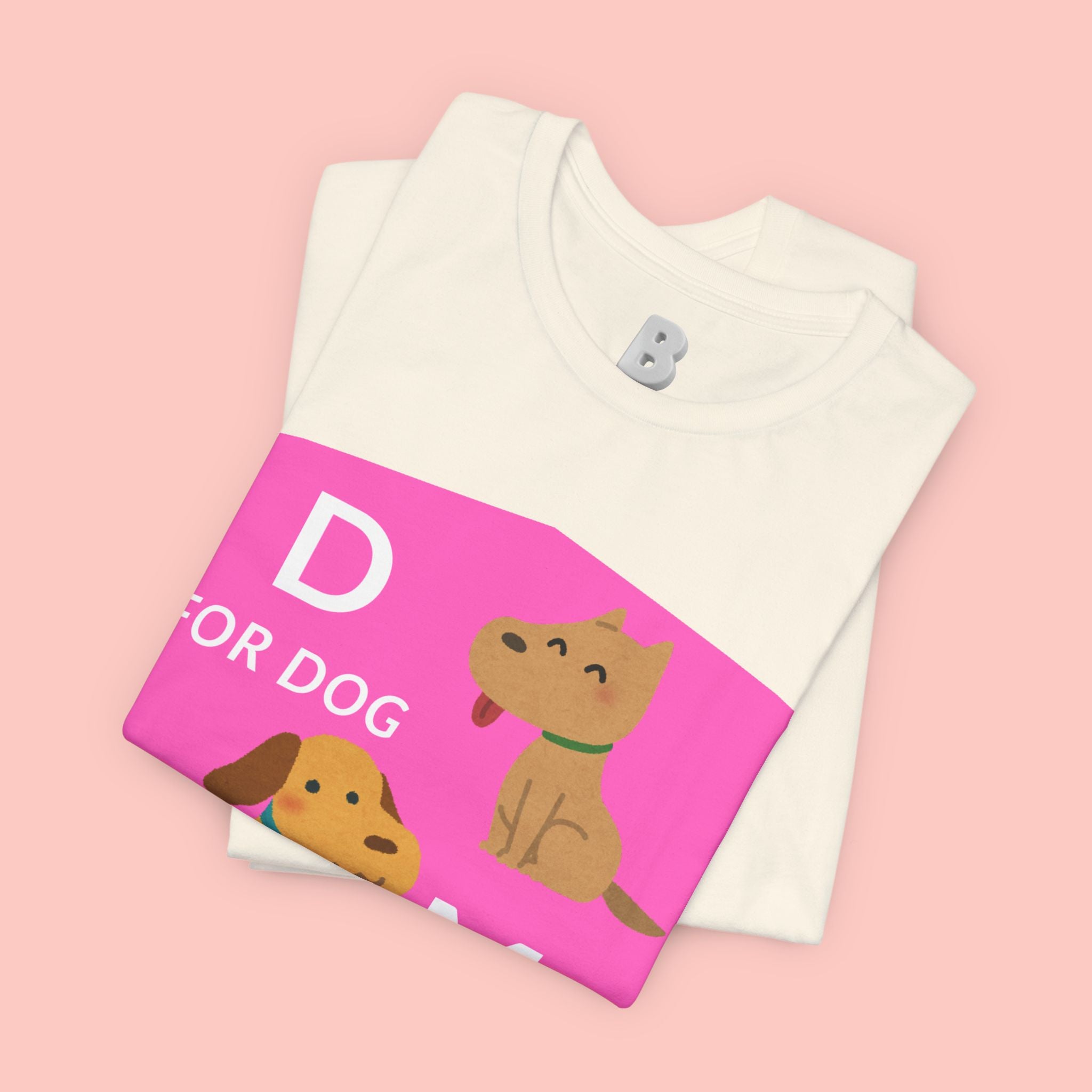 Dog Mom T-Shirt — Cute Pink "D for Dog, M for Mom" Graphic Tee