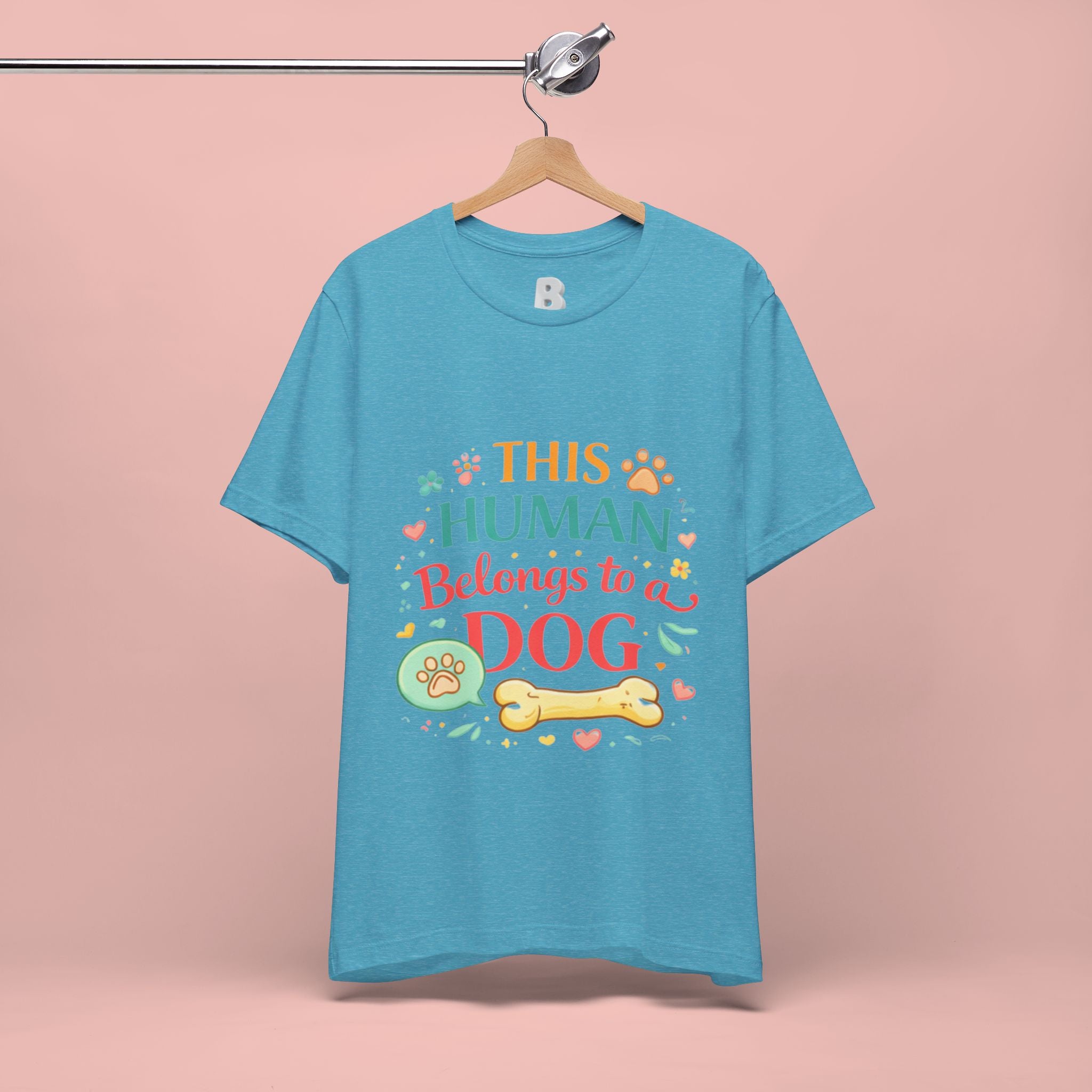 Dog Lover T-Shirt — "This Human Belongs to a Dog" Cute Paw Print Tee
