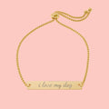 Engraved Bar Bracelet - "I Love My Dog" Adjustable Gold Pet Lover Jewelry