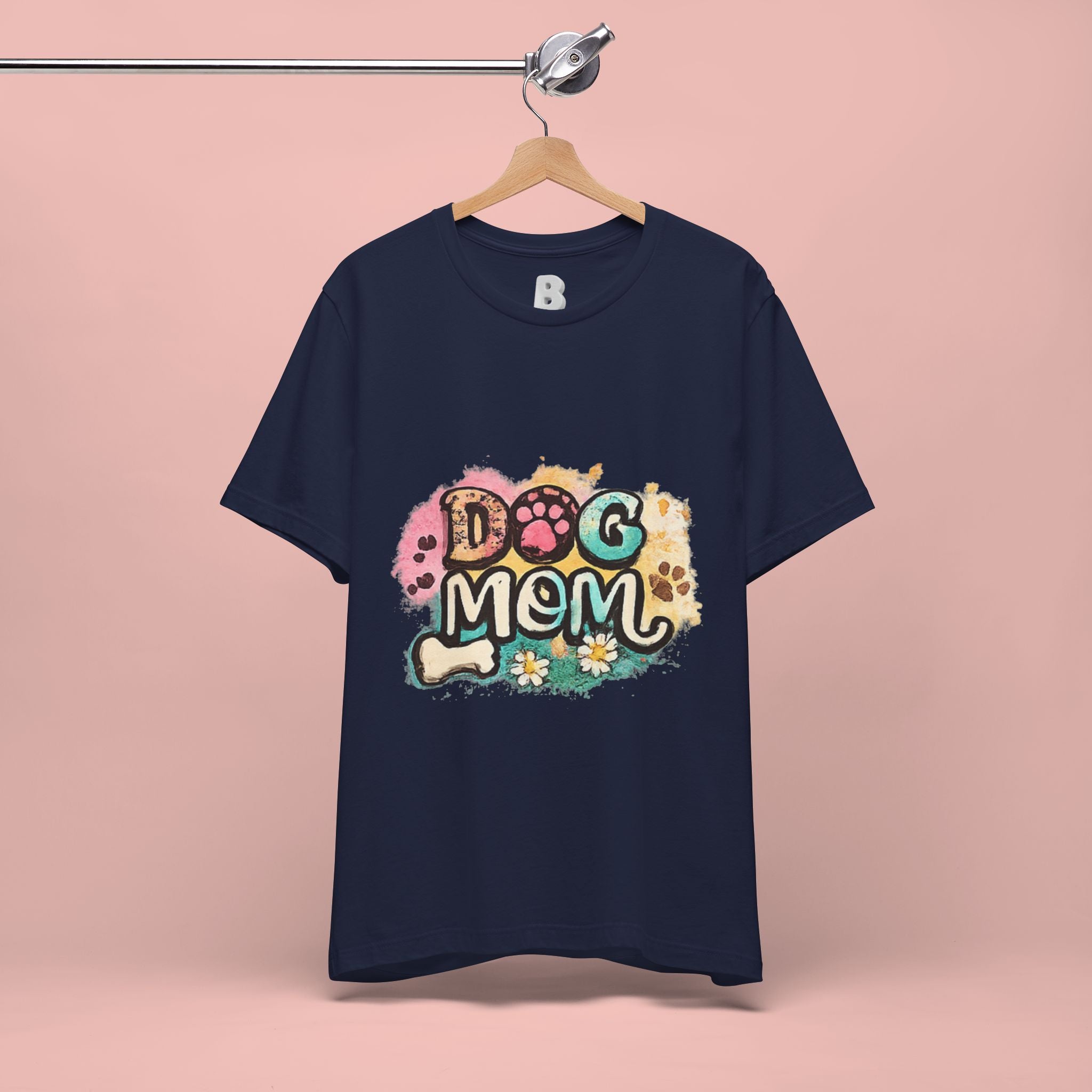Dog Mom T-Shirt — Colorful Paw Print Graphic Tee for Pet Lovers