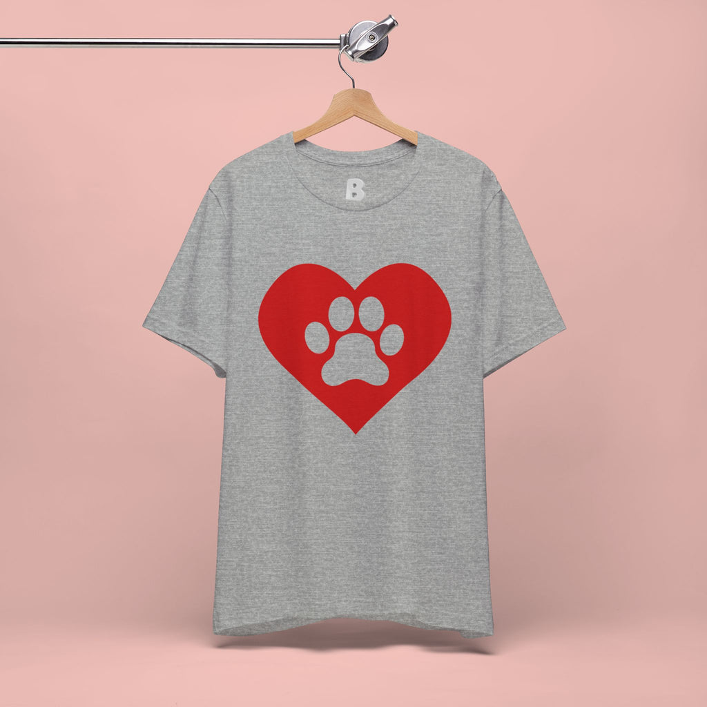 Pet Lover T-Shirt — Red Heart Paw Print Tee