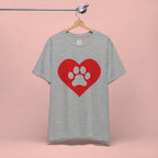 Pet Lover T-Shirt — Red Heart Paw Print Tee