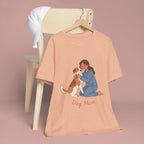Dog Mom T‑Shirt — Cute Woman Hugging Dog Graphic Tee