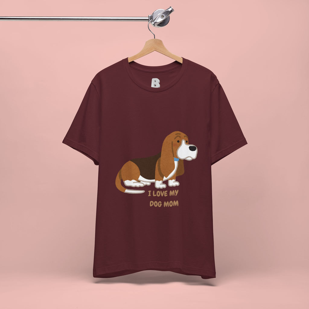Dog Mom T‑Shirt — Cute Basset Hound I Love My Dog Mom Tee