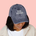 Dog Mama Vintage Embroidered Cap — Washed Baseball Hat for Dog Lovers