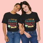 Dog Lover T-Shirt — "This Human Belongs to a Dog" Cute Paw Print Tee