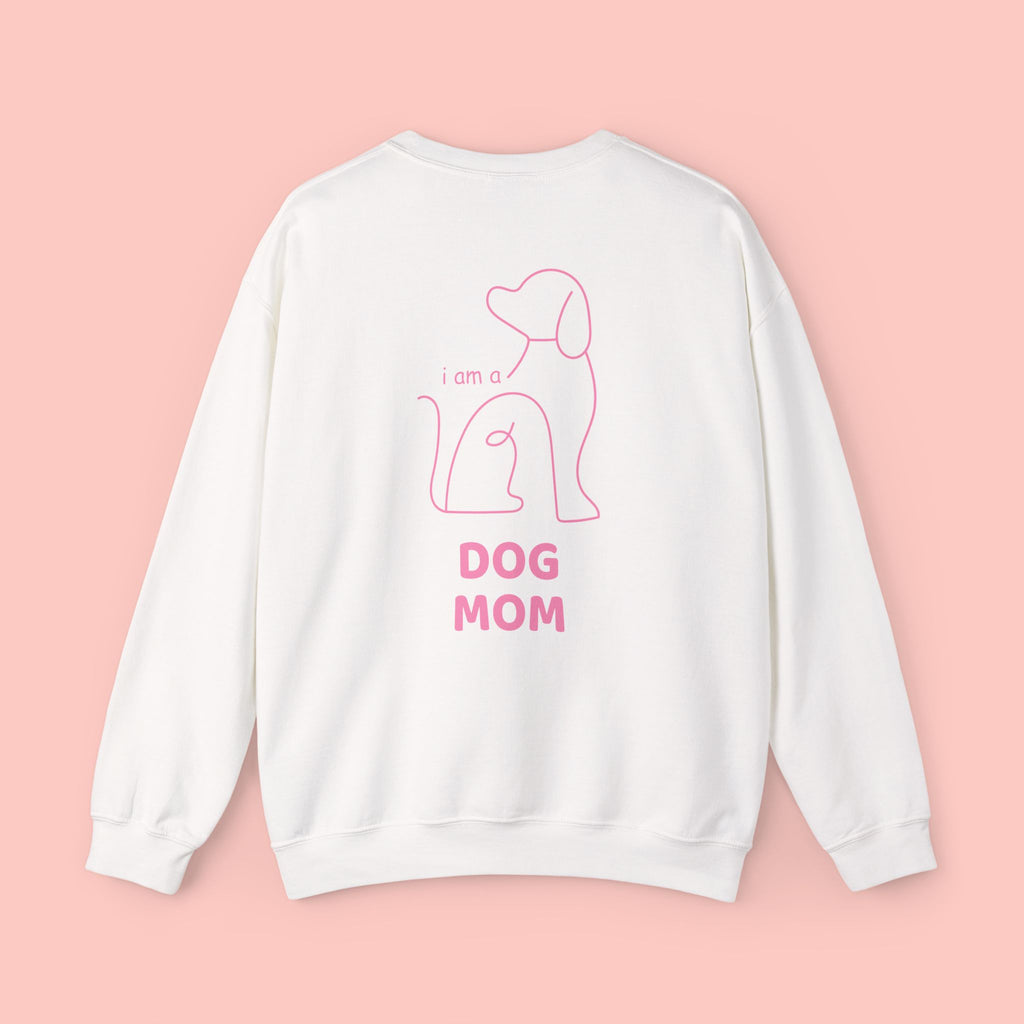 Dog Mom Crewneck Sweatshirt — Pink Minimalist Dog Outline